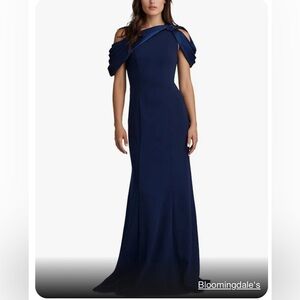 Tadashi Shoji Twist Shoulder Crepe Gown. Size 16. NWT